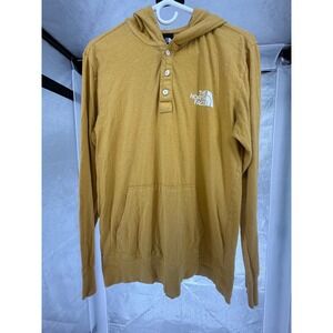 The North Face Mens‎ Hoodie Pullover Button Pocket Long Sleeve Top Small Yellow